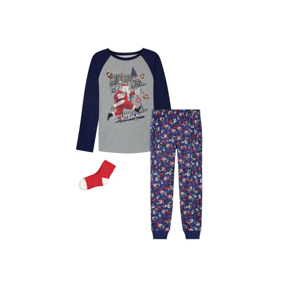 Max & Olivia Big Boys Long Leg Pajama T-Shirt Pants 2 Piece Set With Socks